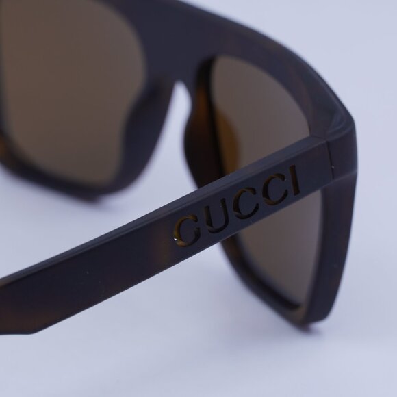 Gucci GG1570S 002 Sunglasses Matte Dark Havana Square Frame, Brown Lenses - Picture 6 of 11